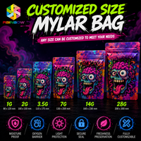 Sacs Mylar 3.5 personnalisés avec fermeture éclair thermoscellable, holographiques, pour fleurs, bonbons, biscuits, gommes, produits exotiques, emballage plastique recyclable