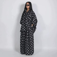 Ensemble de vêtements pour femmes, haut à col à pois, manches trois quarts, pantalon large, tenue élégante pour les vacances d'été