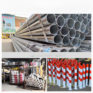 Barriere Stradali di Sicurezza in Metallo, Colonne di Avvertimento e Pali per Cantieri, Nero e Giallo - Product Image 6