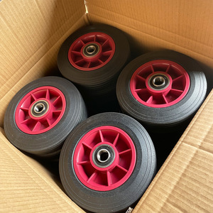 ล้อยางตัน 6x2 พร้อมลูกปืน สีแดง สำหรับรถเข็น รถลาก รถเข็นเครื่องมือ - Product Image 4