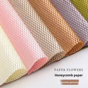 Papier d'emballage en nid d'abeille à fleurs fraîches découpé à la forme, papier d'emballage cadeau, grille colorée, maille, papier d'emballage amortissant à déchirer, vente en gros - Product Image 4