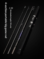Canne à pêche portable de haute qualité 1,98 m/2,10 m/2,40 m en 4 sections, puissance H, pour leurres 10-68 g, 12-30 lb, eau douce et eau salée
