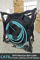 Câble serpent CAT8 SFTP EtherCon RJ45 100M avec chariot à enrouleur de câble pour l'audio professionnel et l'éclairage de scène et les grands écrans LED