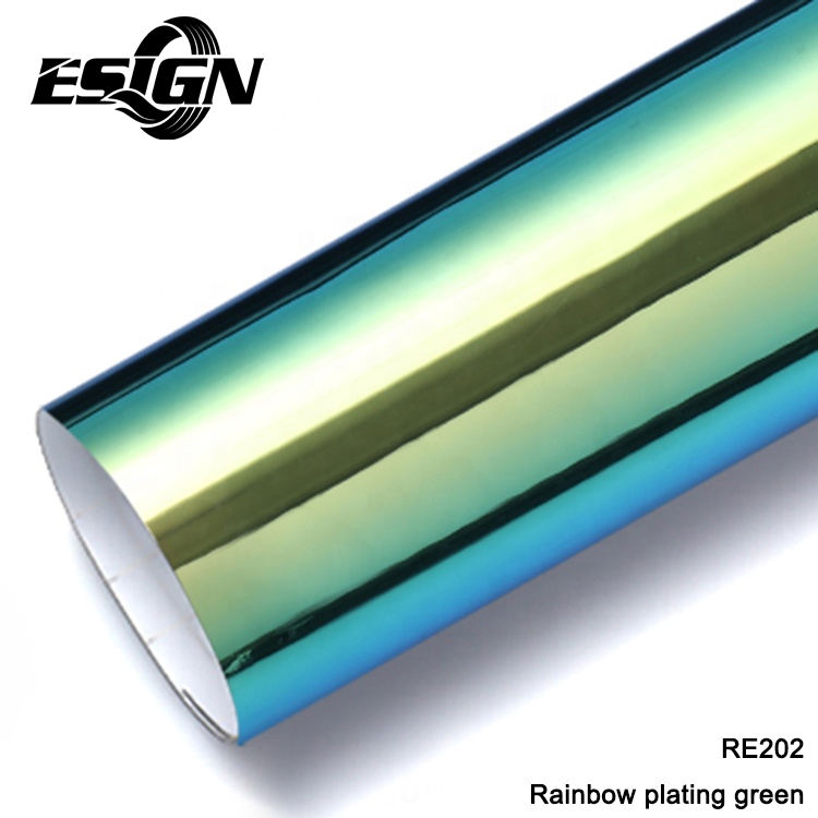 กระจกโครเมี่ยมสีรุ้งสีเขียว