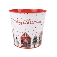Pot de fleurs décoratif en métal, motif maison en pain d'épices et bonhomme de neige, jardinière en étain, conteneur de rangement intérieur, ornement de Noël pour la maison