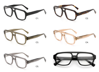 Lbashades 8605 Montures de lunettes rétro faites à la main en acétate à monture complète, lunettes classiques à double pont bloquant la lumière bleue pour hommes et femmes