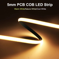 Strip LED COB 5mm 384LED/M Kepadatan Tinggi Fleksibel FOB DC12V/24V Lampu Bar Putih Hangat Dingin 3000K 4000K 6000K untuk Pencahayaan Dekorasi