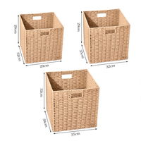 Panier de rangement en osier tissé à la main de style moderne, cubes de rangement pliables, organisateur de placard rectangulaire, poignée en corde de papier, panier de rangement carré