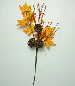 人工秋の花のピック秋のカエデの葉家の装飾のための花のスプレーの配置