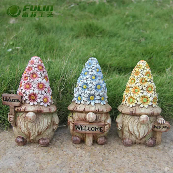 3PCS เรซิ่นสวน Gnome ตุ๊กตา Handmade รูปปั้นกลางแจ้งสนามหญ้า Gnomes ตกแต่งคนแคระของขวัญ