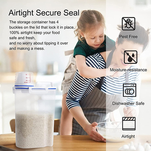 Conteneur à riz de 2 kg, conteneur à céréales hermétique, distributeur de grains secs, boîte de rangement alimentaire avec conception hermétique, tasse doseuse - Product Image 4