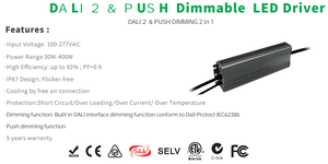 Livraison rapide ETL DALI2 approuvé tension constante DC24V 40W 100-277Vac DALI-2 & Push Dimmable pilote LED étanche - Product Image 5