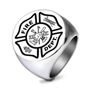 แหวนสแตนเลสสตีล ลายกากบาทมอลทีส สำหรับนักดับเพลิง  พร้อมสลักเลเซอร์  ใช้เป็นเครื่องรางนำโชค - Product Image 2