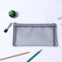 Pochette à fermeture éclair en maille, trousse à crayons en nylon transparente, sac à maquillage portable, sac à documents en plastique pour fournitures de bureau et scolaires