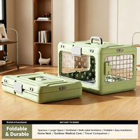 Jaula de Transporte Plegable para Mascotas, Caja de Transporte para Perros y Gatos, Plegable, Portátil, con Ventilación Multilateral, Apta para Viajes en Avión