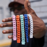 Collier en acier inoxydable de haute qualité W131, 13 mm, pour hommes, style européen américain, chaîne cubaine laquée, style hip-hop