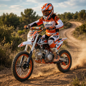 Moto tout-terrain HOUBANG Orange 110CC à démarrage électrique, 4 temps, avec moteur sans balais, frein à disque hydraulique et transmission par chaîne, en promotion - Product Image 3