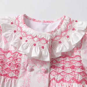 Pagliaccetto da bambina a maniche corte fatto a mano 100% <span class=keywords><strong>abbigliamento</strong></span> neonato in cotone spagnolo stampa Boutique <span class=keywords><strong>abbigliamento</strong></span> estivo per bambini di alta qualità - Product Image 3