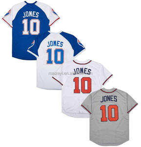 งานเย็บคุณภาพดีที่สุดแบบสั่งทำ # เสื้อเบสบอลย้อนยุคแบบหนาของทีมจอนส์อเมริกันหมายเลข 10 - Product Image 1