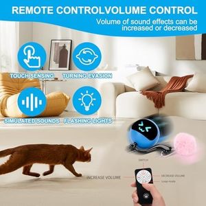 Juguete Interactivo para Gatos, Pelota de Goma Ecológica, Personalizable de Fábrica, con Movimiento Automático USB, Juguete Inteligente para Perseguir y Atrapar - Product Image 3