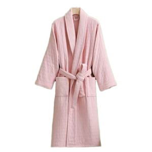 High Quality 6 Layers Thickened Cotton Gauze Muslin Bathrobe Turkish Kimono <strong>Long</strong> Spa Robes Factory