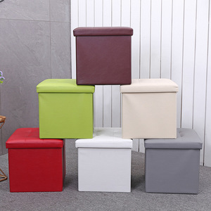 <b>Storage</b> <b>Box</b> Stool Square Foldable With Lid <b>For</b> Kids Toy Clothes <b>Storage</b> White Red Green Beige Gray - Product Image 1