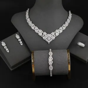 Conjunto de joias de zircônia 4 peças, estilo indiano, dubai, ouro, preto, conjunto de joias, banquete, festa, casamento, conjuntos de joias