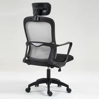 Chaise de bureau exécutive moderne en maille, réglable en hauteur, pivotante, avec cadre en plastique et revêtement en tissu, dossier ouvert, pour bureau à domicile et salon