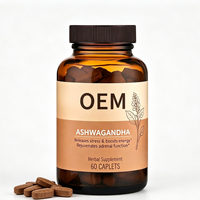 Comprimés d'Ashwagandha en marque blanche OEM, 60 unités, complément alimentaire à base de plantes pour marque personnalisée