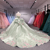 Robe de soirée formelle Jancember 8568, magnifique robe de bal sans bretelles, couleur vert sauge, corset cœur, appliques florales