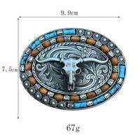 Hebilla de cinturón de aleación de zinc con diseño de calavera de toro, estilo europeo, para hombre, estilo vaquero occidental