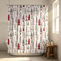 Rideau de douche imprimé numérique motif rennes de Noël, imperméable, écologique, durable, lavable en machine, vente en gros de l'usine Muyu