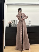 Abaya musulmane bohème de haute qualité Miyake plissée Dubaï, robe longue ample à pois pour femmes, taille plus, cardigan, robe