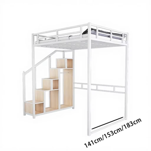 <span class=keywords><strong>Letto</strong></span> a <span class=keywords><strong>soppalco</strong></span> in acciaio resistente con scale in legno, adatto per <span class=keywords><strong>letto</strong></span> <span class=keywords><strong>singolo</strong></span>, matrimoniale o queen size, ideale per adulti - Product Image 4