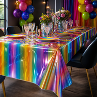 Nappe en PEVA à rayures multicolores arc-en-ciel, imperméable, jetable, rectangulaire, en plastique, pour jardin, pique-nique, fête en plein air