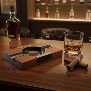 Cenicero Clásico Cuadrado de Latón y Madera de <span class=keywords><strong>Merbau</strong></span> JIFENG JF-3018 para Hogar, Oficina o Bar de Cigarros - Product Image 4