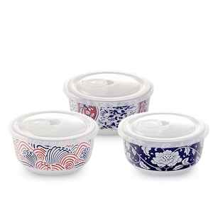 Contenitore per alimenti Sakura con coperchio 13x7 cm, set di tre pezzi dal design decorativo per uso in cucina - Product Image 1