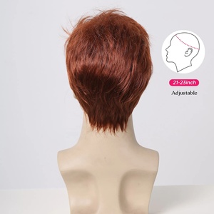 Perruques courtes en cuivre rouge pour hommes, livraison rapide d'usine, synthétiques, moelleuses, naturelles, résistantes à la chaleur, coupe pixie auburn - Product Image 6