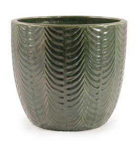ชุดกระถางดอกไม้เซรามิกเคลือบสีเขียวป่าลายเชฟรอนแบบนูน  รักษาสิ่งแวดล้อม ใช้ได้ทั้งภายในและภายนอกอาคาร มีรูระบายน้ำ เหมาะสำหรับใช้ในบ้าน - Product Image 3