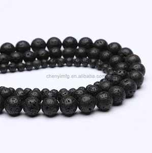 Perles en pierre de lave Perles en cristal de couleur noire DIY Perles en vrac