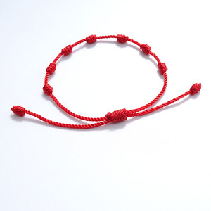 FL0980 Pulseras de Moda Negras y Rojas de Cordón Trenzado con 7 Nudos, <span class=keywords><strong>Pulsera</strong></span> Rosario de Cuerda Anudada Religiosa de la <span class=keywords><strong>Amistad</strong></span> - Product Image 4