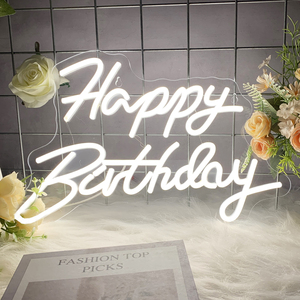 Enseigne néon LED dimmable Joyeux Anniversaire Décoration de fête de mariage Alimentation CC Décoration murale et de fête pour toute célébration d'âge - Product Image 2