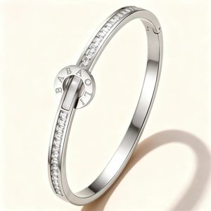 Bracelet en acier inoxydable résistant à l'eau et au ternissement, plaqué or 18 carats, avec zircon, bijoux de luxe pour femmes - Product Image 4