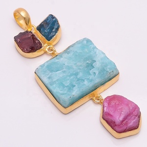 เครื่องประดับสร้อยคอแฟชั่นเครื่องประดับเงิน9K ชุบทองโรสควอตซ์รูปแฟนซีเสน่ห์จี้ - Product Image 1