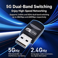 Adaptateur Wi-Fi 6 sans pilote 900 Mbps BT 5.4 Plug & Play pour le jeu, double bande, USB, externe, sans fil, pour ordinateur de bureau