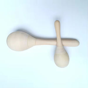 Penjualan laris X-WM01 mainan palu pasir kocokan instrumen musik balita grosir Maraca kayu polos bayi - Product Image 5