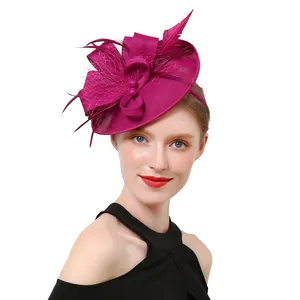 Luxury Fascinators Kentucky Derby Church Hat Pearl Mesh Design Bowknot Masquerade Wedding Hair Accessories For Women Ladies