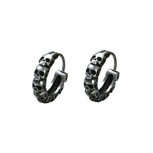 Pendientes de aro con diseño de esqueleto, acero inoxidable, plata tibetana, estilo punk para hombre, 1 par - Product Image 5