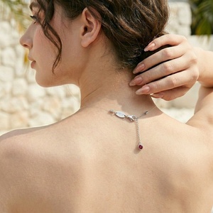 Collar con Colgante de Cristal de Corindón Rojo y Cadena de Hilo de Pesca S925, Joyería Fina y Encantadora para Mujer, Estilo Casual para Uso Diario - Product Image 5