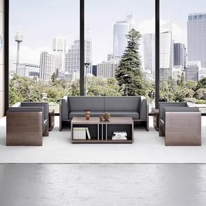 आधुनिक सरल अनुकूलन योग्य चमड़े कार्यालय सोफा व्यवसाय स्वागत और बैठक कार्यालय ग्राहक सोफे सेट के लिए कॉफी टेबल के साथ सेट - Product Image 1